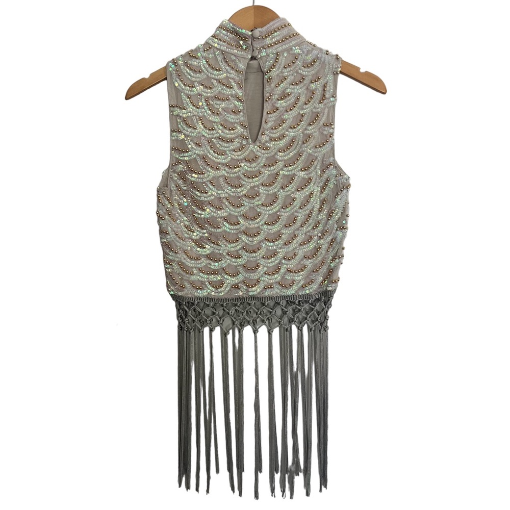 New ASOS Lavender, Pink, Gold Sequin Beaded Top Size 0 - Picture 4 of 5